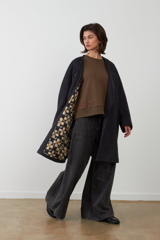 Manteau en laine Emma - Gris carbone