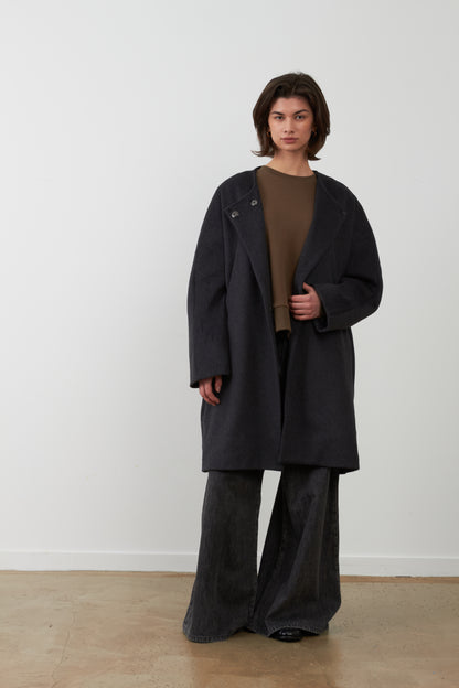 Manteau en laine Emma - Gris carbone