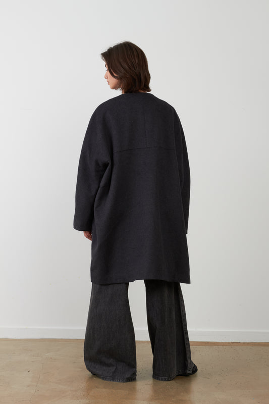 Manteau en laine Emma - Gris carbone