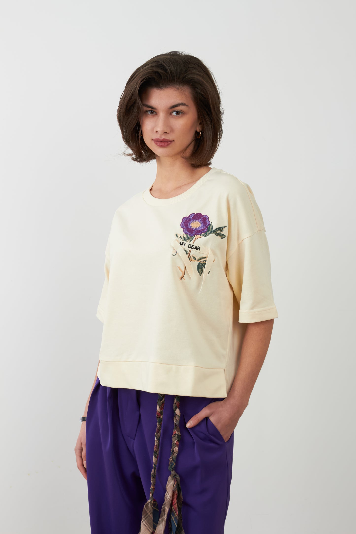 T-Shirt broderie florale Sohanne - Ivoire