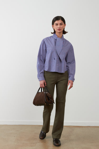 Chemise à col lavallière Arnold - Rayures bleues
