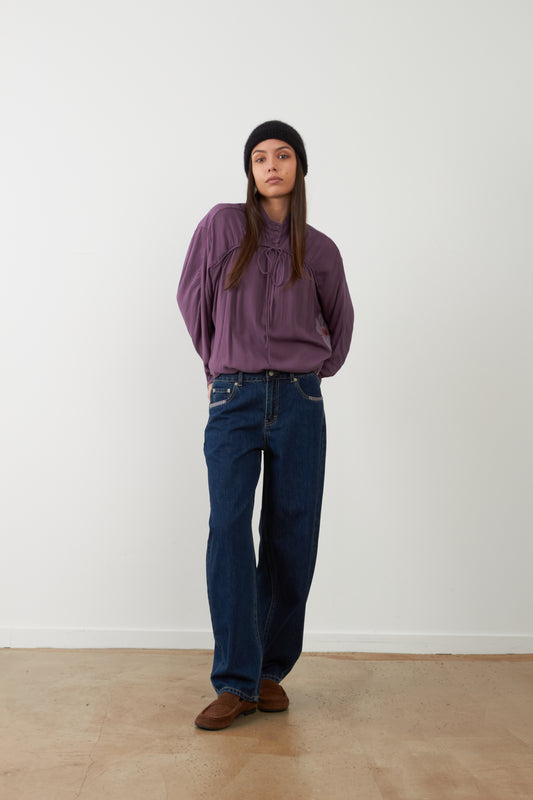 Blouse broderies fleurs Brooke - Violet