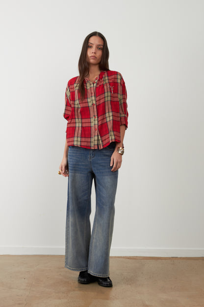 Blouse Simone - Carreaux rouges