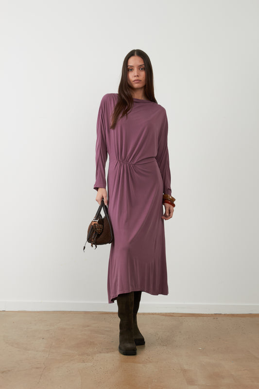 Robe midi drapée Mylène - Rose Pétale