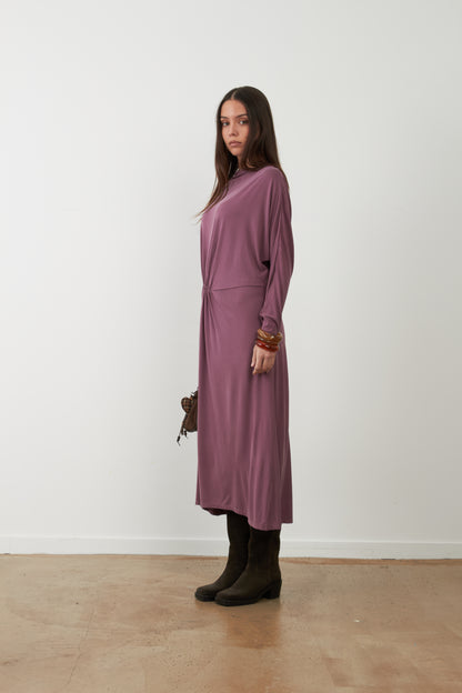 Robe midi drapée Mylène - Rose Pétale