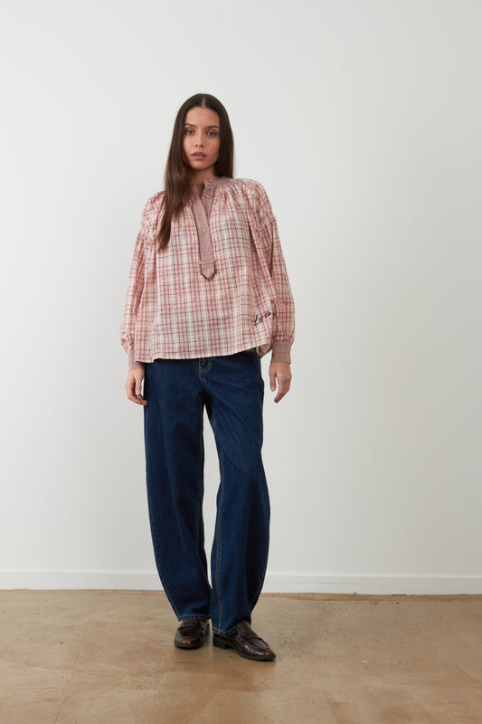Blouse Abby - Carreaux roses
