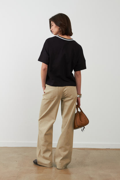 Pantalon jean flare Dane - Beige