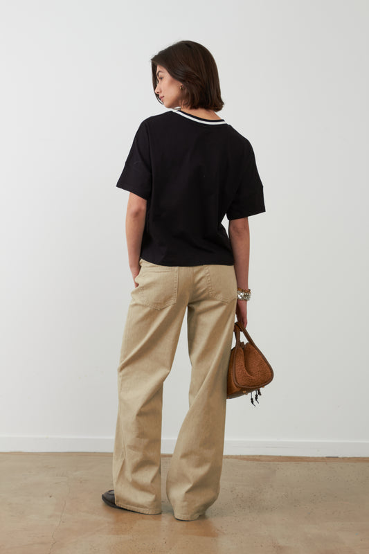 Pantalon jean flare Dane - Beige