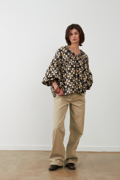 Pantalon jean flare Dane - Beige