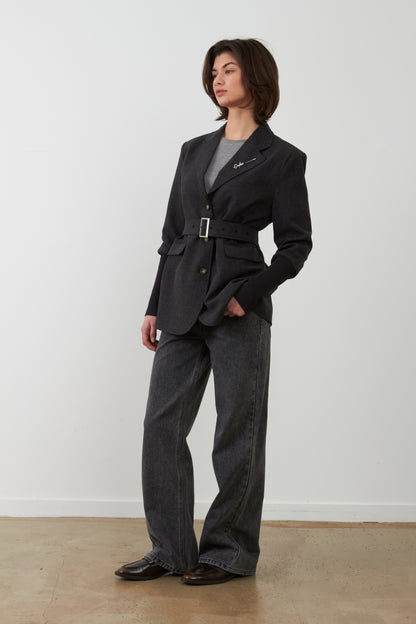 Pantalon jean flare Dane - Gris