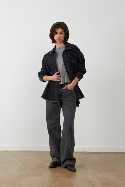 Pantalon jean flare Dane - Gris
