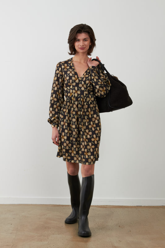 Robe courte motifs fleurs Judy - Orpheus Botanic