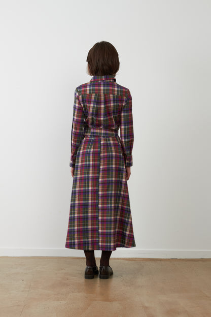 Robe longue Stefan - Carreaux violets