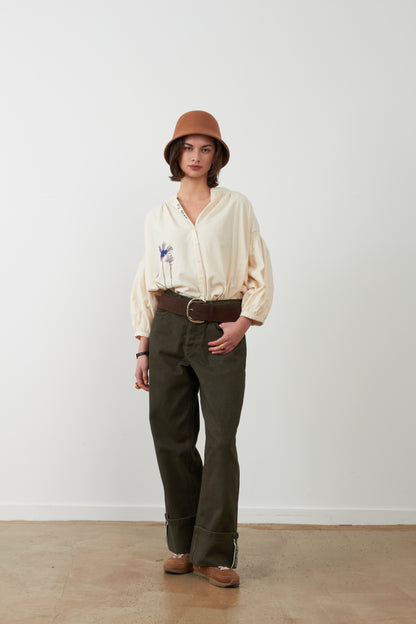 Blouse broderie fleurs Daniele - Ivoire