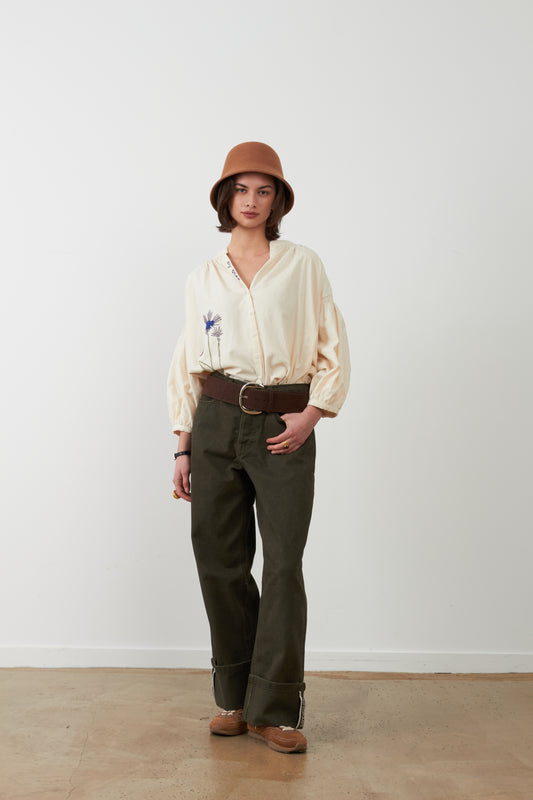 Blouse broderie fleurs Daniele - Ivoire