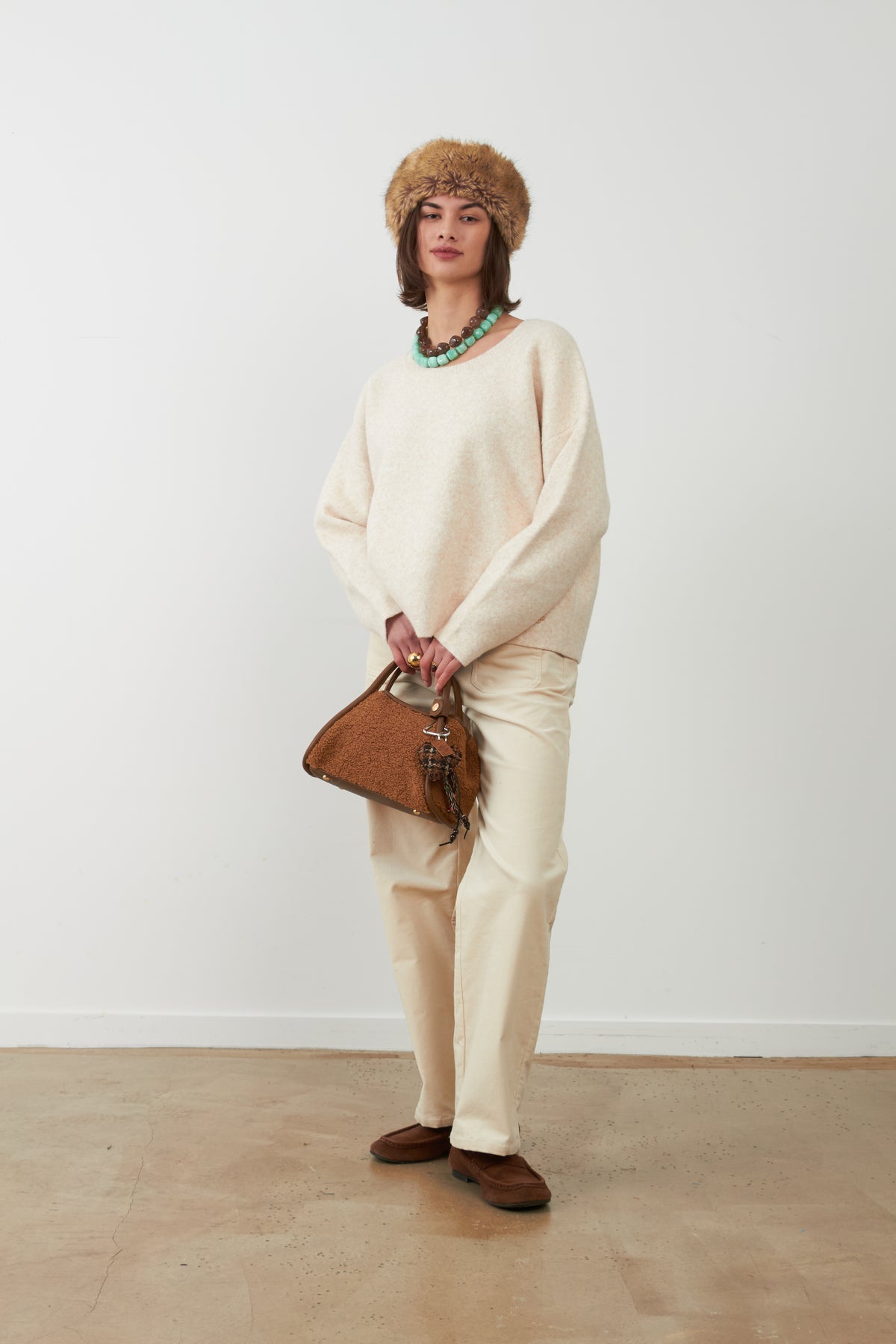 Pull doux col rond Tam - Écru