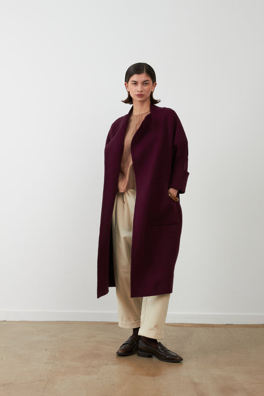 Manteau gilet long Koh - Burgundy