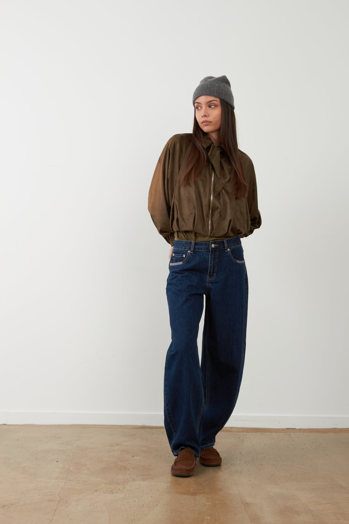 Blouson zippé col lavallière Trevor - Lierre