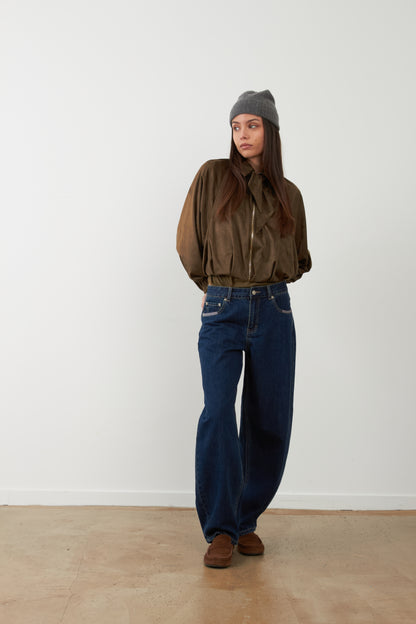 Blouson zippé col lavallière Trevor - Lierre