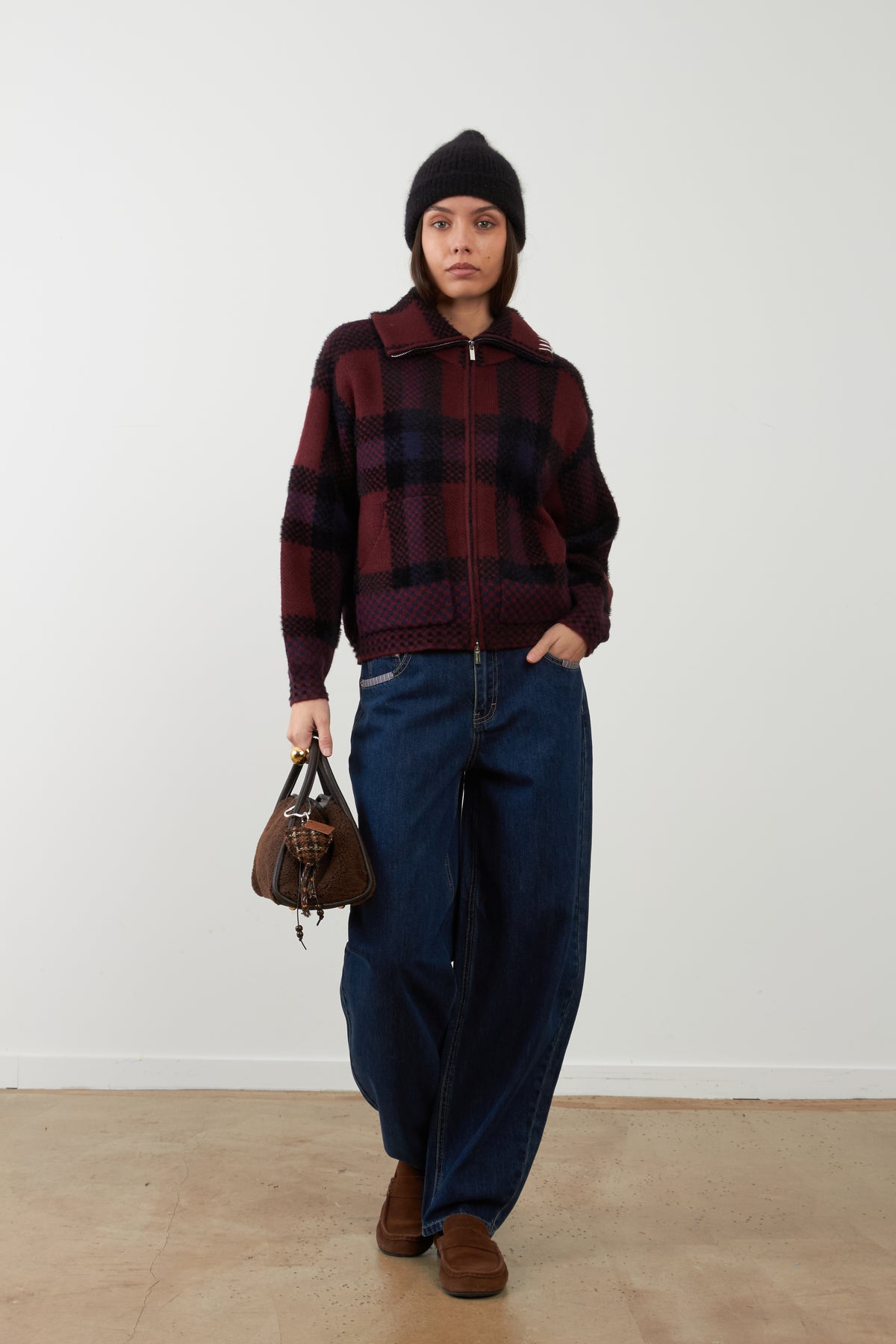 Veste gilet à carreaux Palomee - Navy