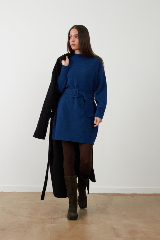 Robe pull ceinturée Helga - Denim