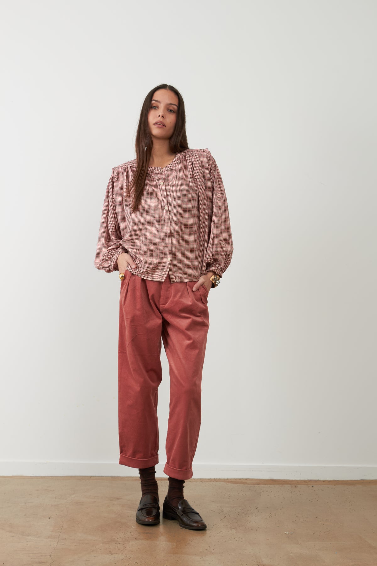 Chemisier Janet - Carreaux Roses