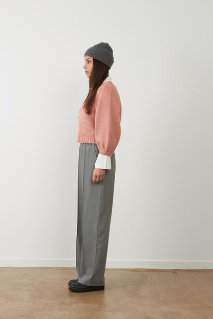 Pantalon de tailleur large à plis Cathy - Gris