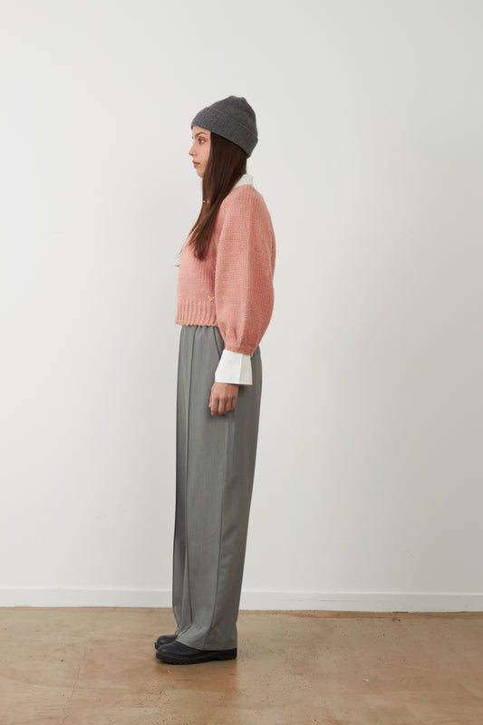 Pantalon de tailleur large à plis Cathy - Gris