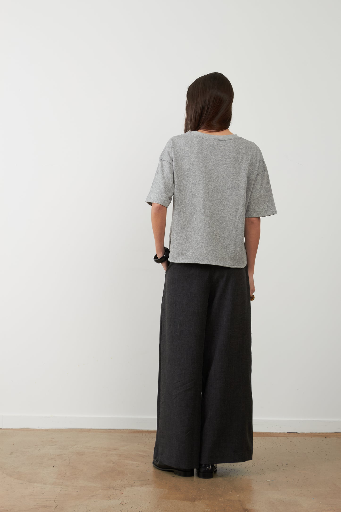 T-shirt broderie florale Sohanne - Gris chiné