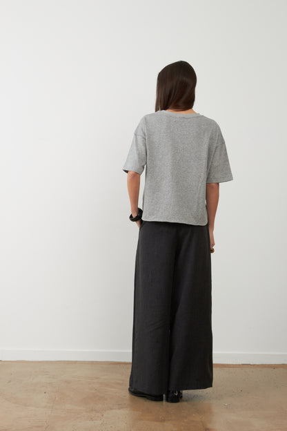 T-shirt broderie florale Sohanne - Gris chiné