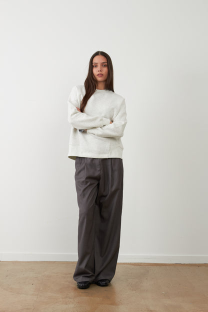 Sweatshirt col rond Kaja - Écru Chiné