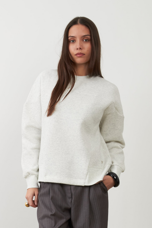 Sweatshirt col rond Kaja - Écru Chiné