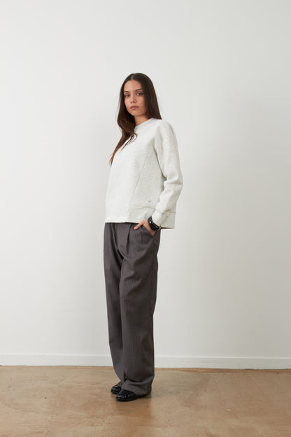 Sweatshirt col rond Kaja - Écru Chiné