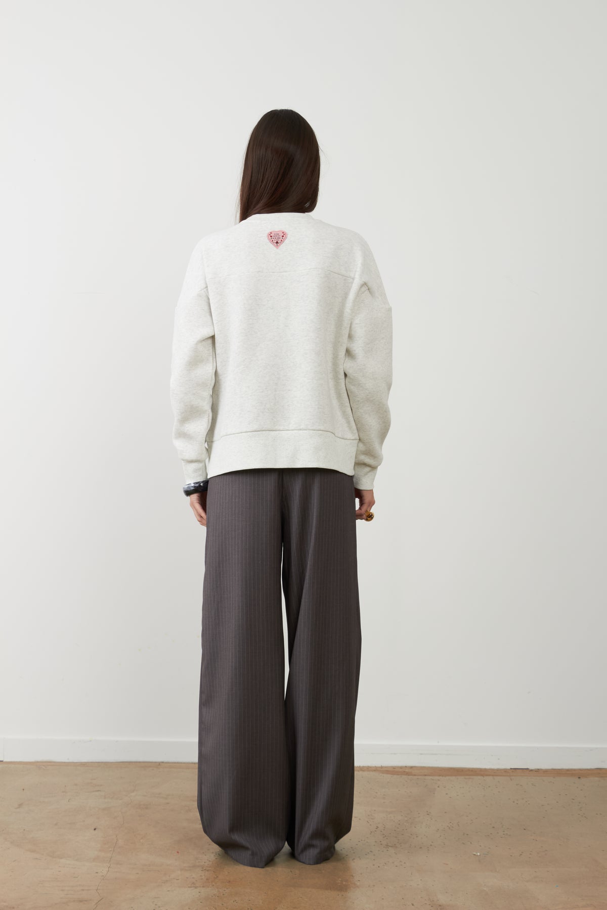 Sweatshirt col rond Kaja - Écru Chiné