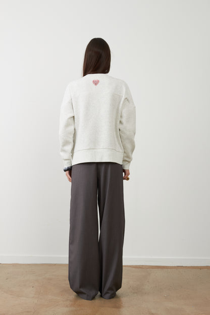 Sweatshirt col rond Kaja - Écru Chiné
