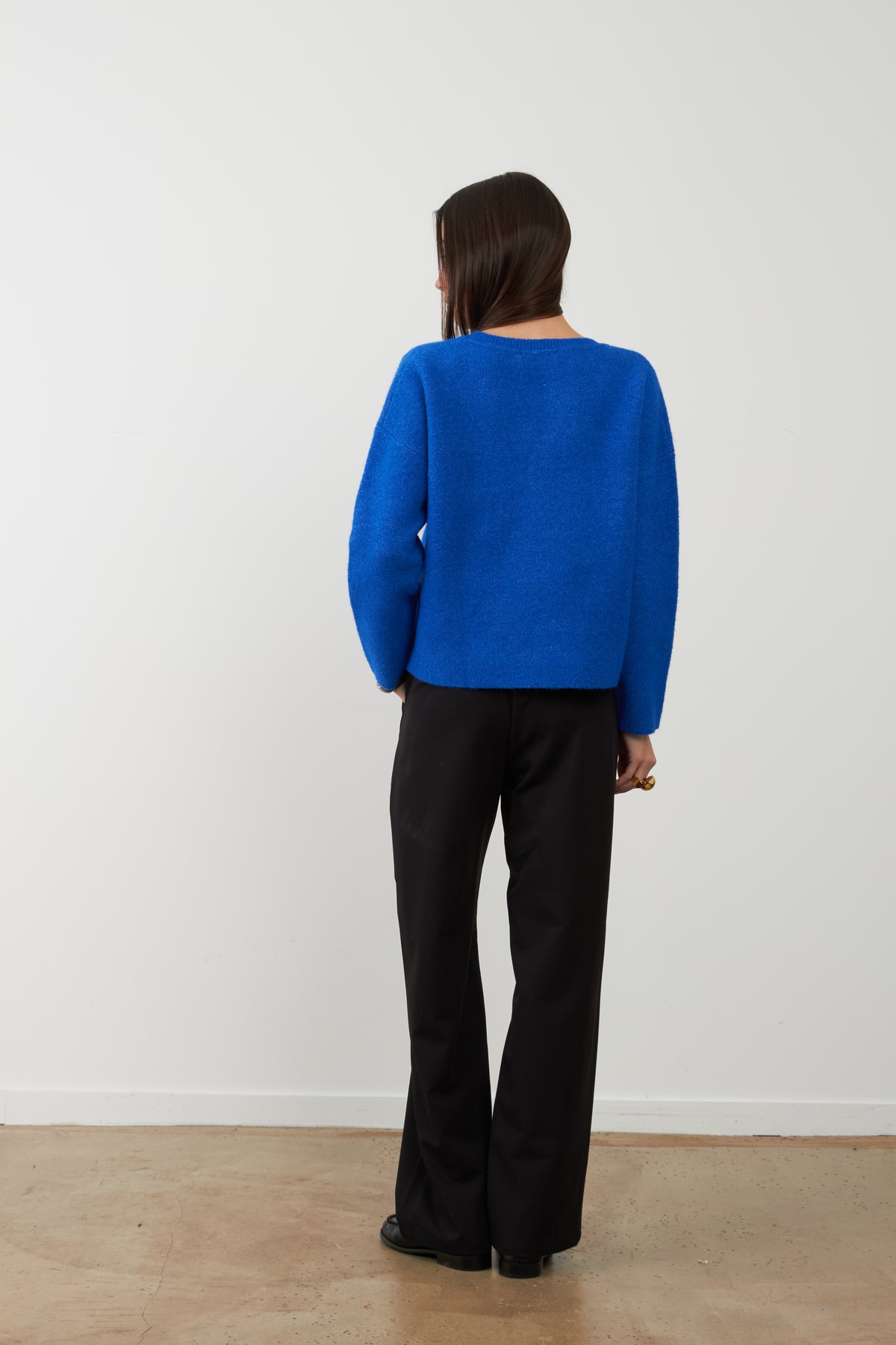 Pantalon de tailleur large à plis Cathy - Noir