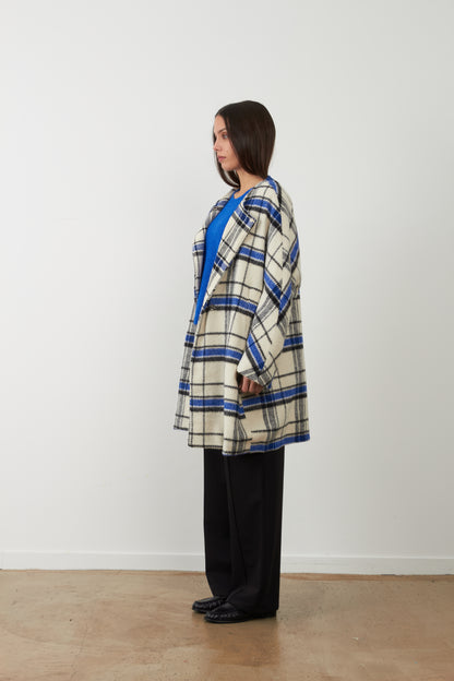 Manteau long Emma - Carreaux Bleus