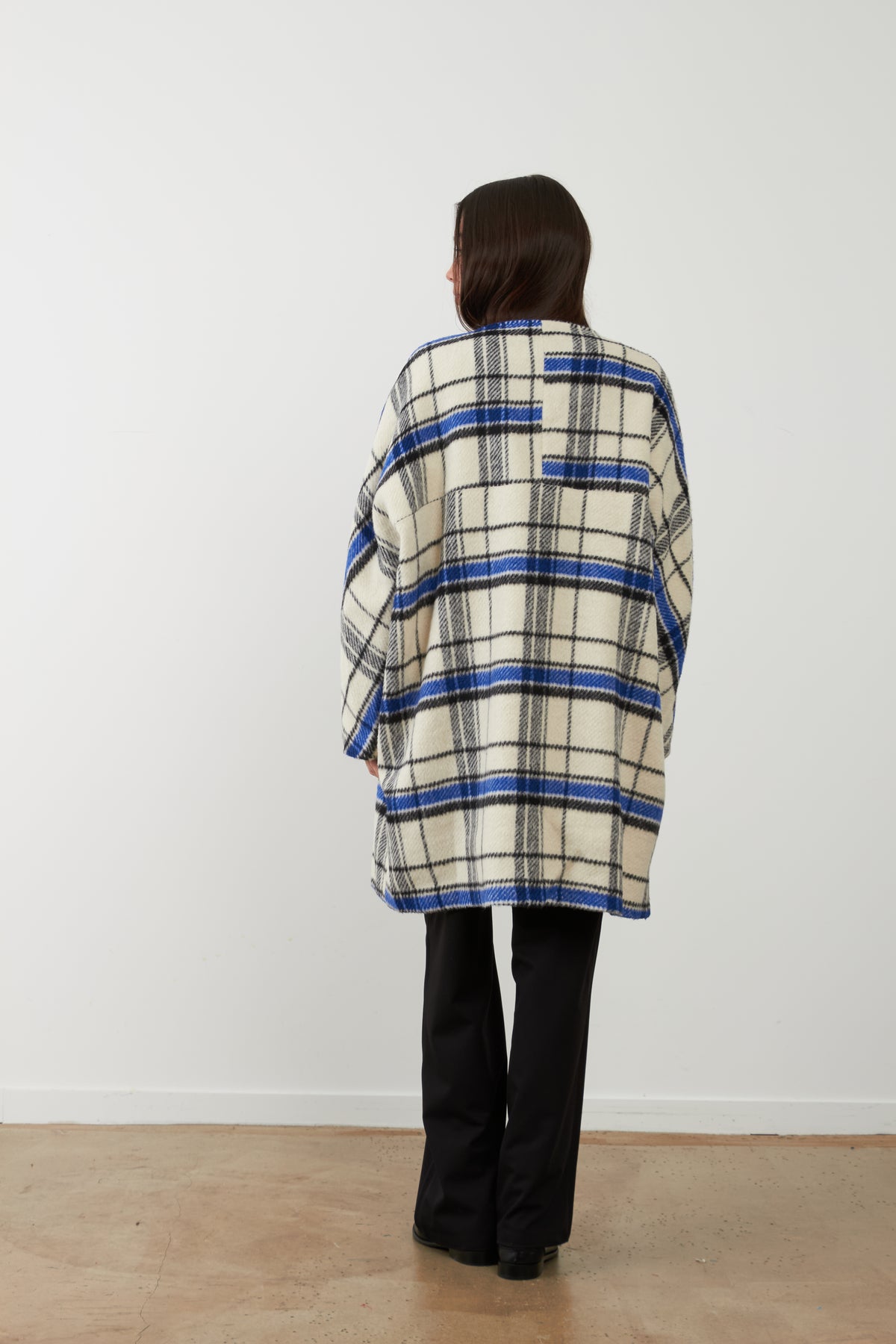 Manteau long Emma - Carreaux Bleus