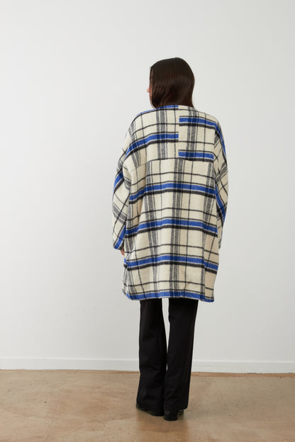 Manteau long Emma - Carreaux Bleus