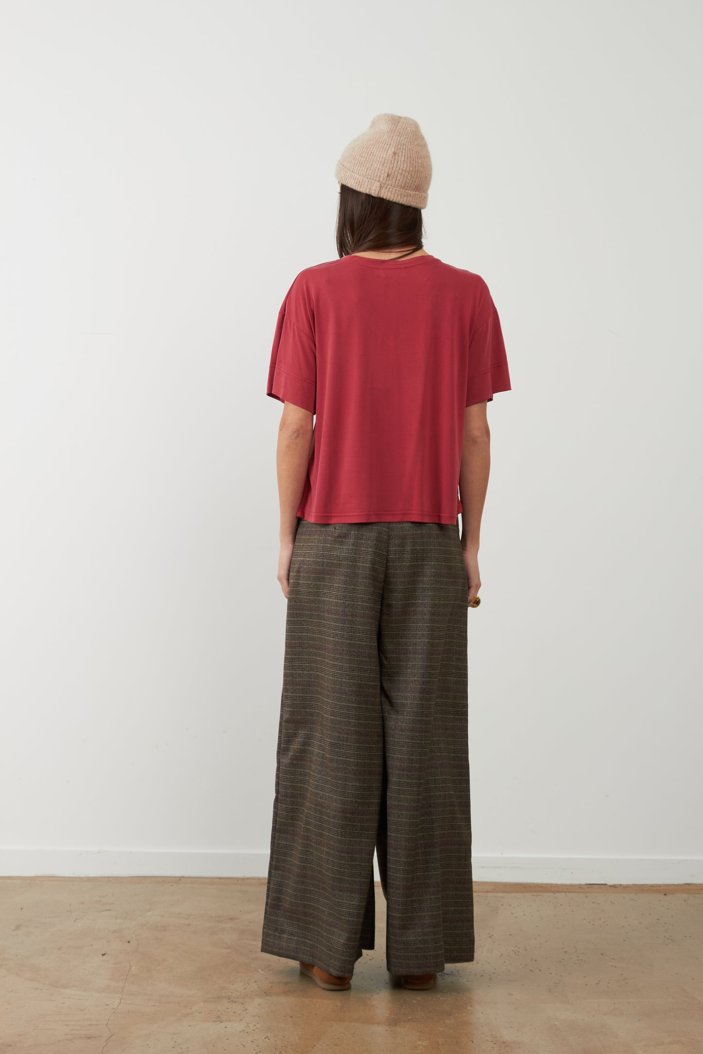 T-shirt col V Anya - Cerise