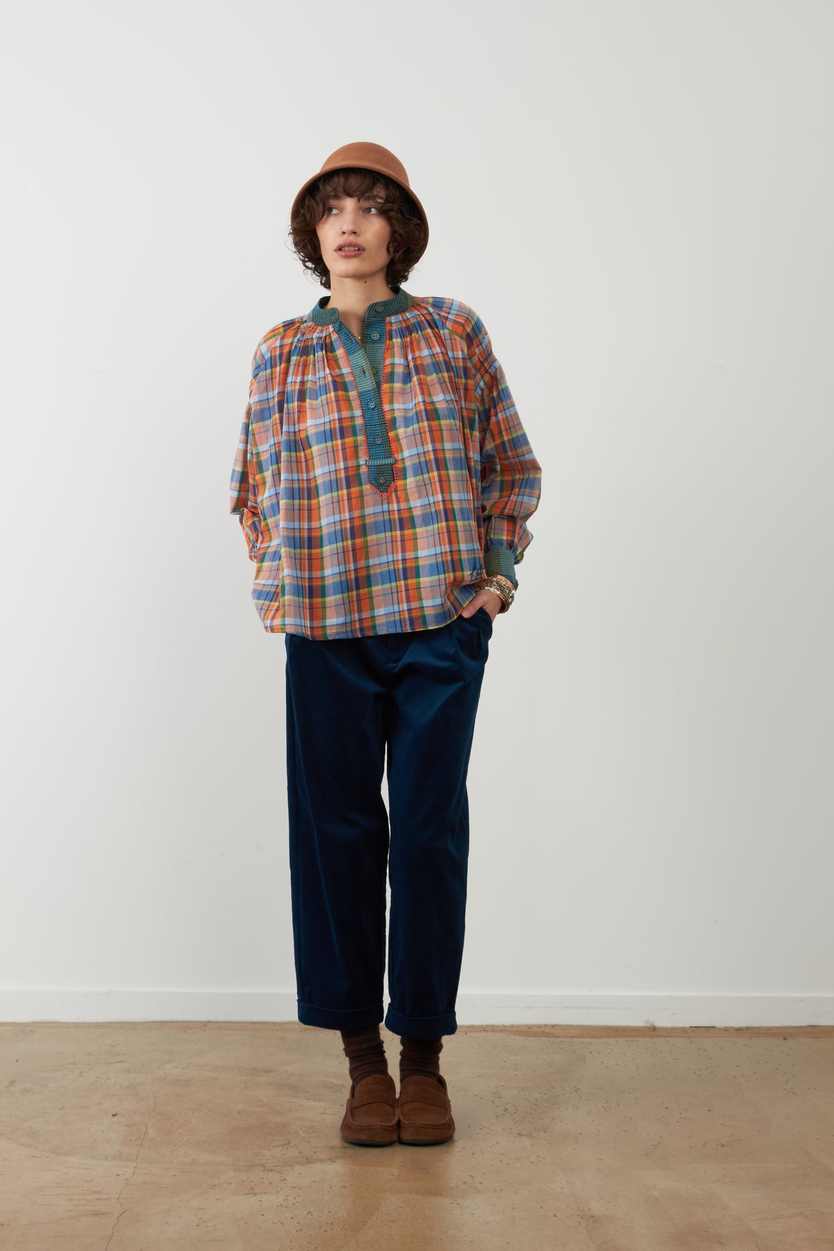 Top Abby - Carreaux Oranges