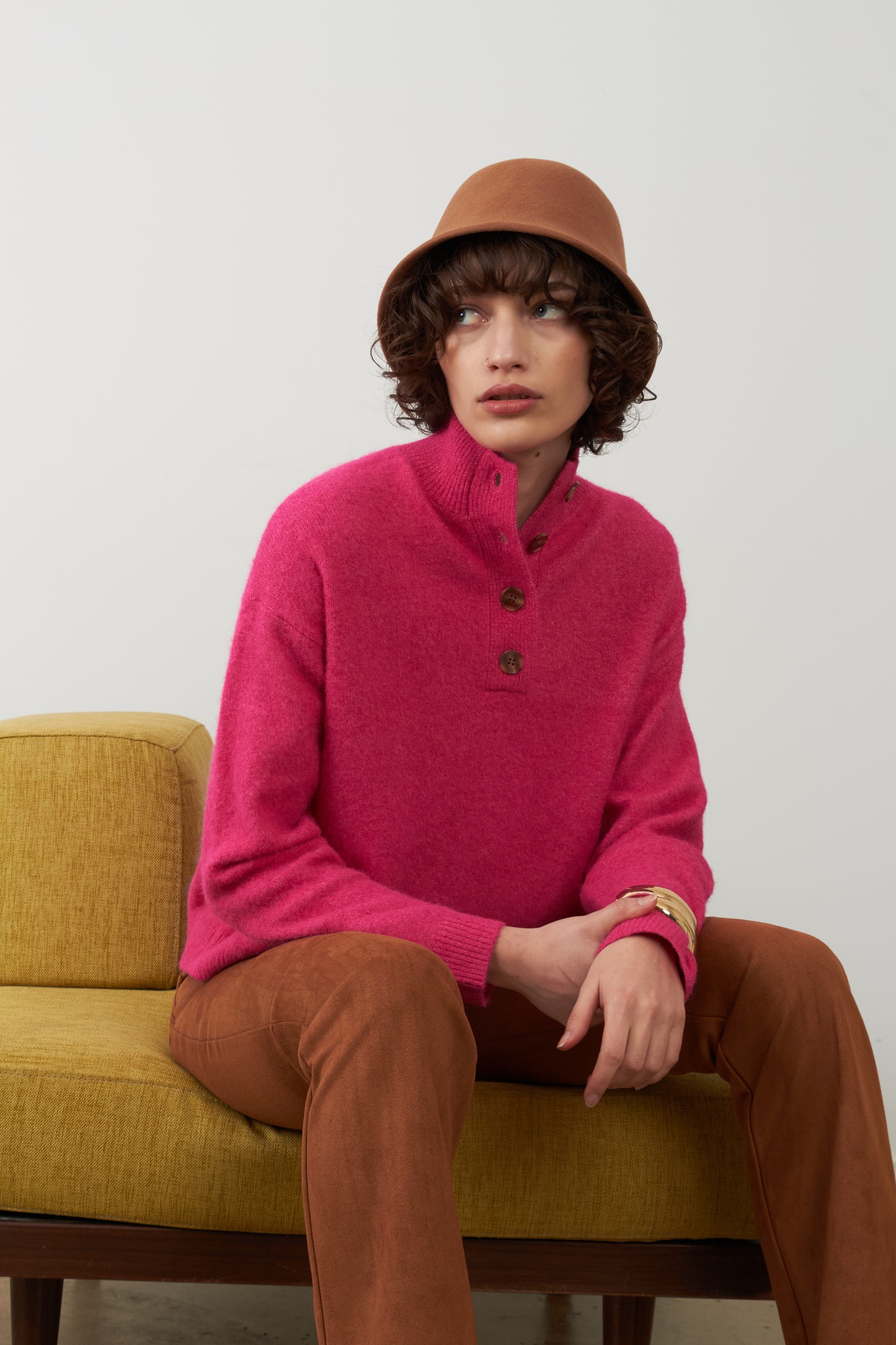 Pull col camionneur Nathanielle - Rose
