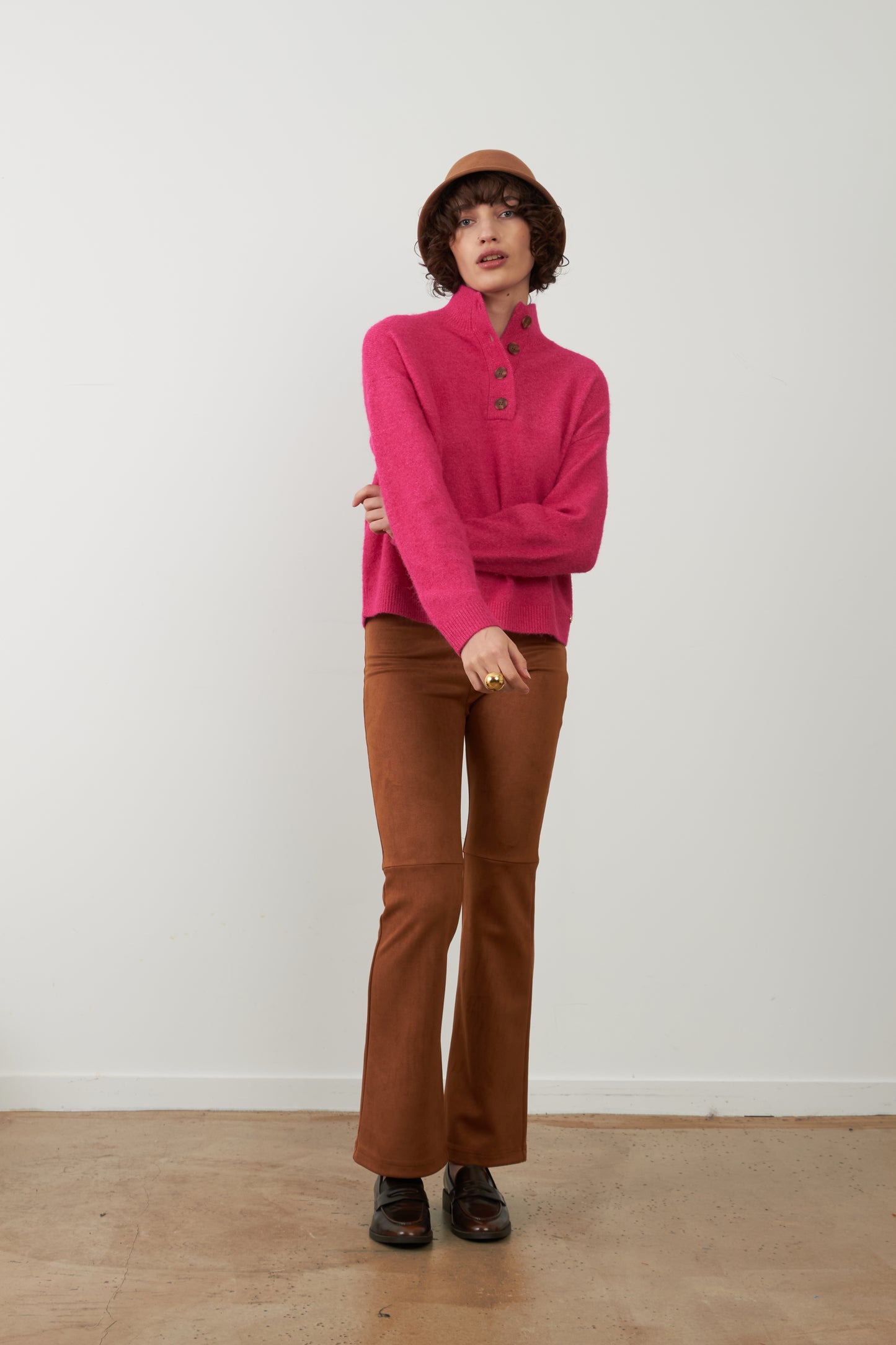 Pull col camionneur Nathanielle - Rose