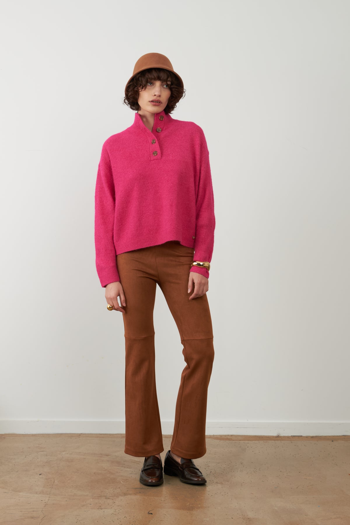 Pull col camionneur Nathanielle - Rose
