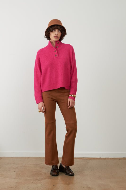 Pull col camionneur Nathanielle - Rose