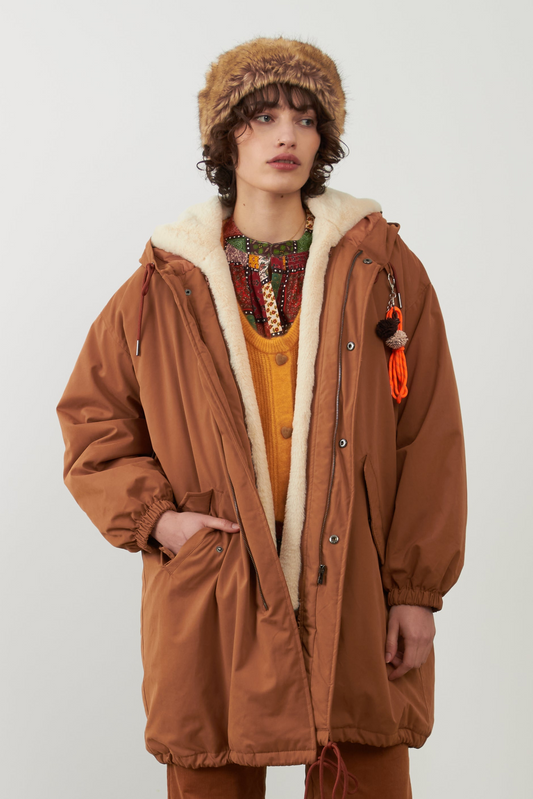 Parka à capuche avec pompons Billy - Beige