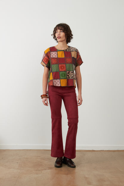 T-shirt col rond patchwork Betty - Eco nomade