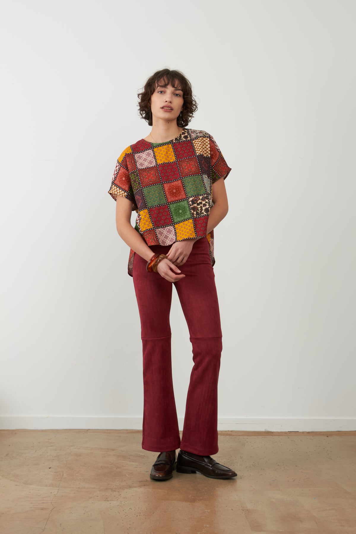 T-shirt col rond patchwork Betty - Eco nomade