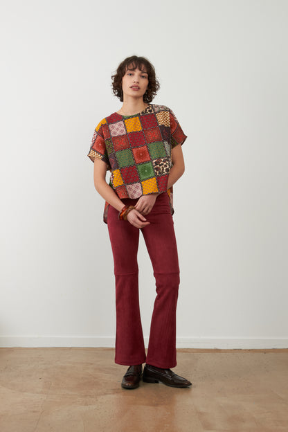 T-shirt col rond patchwork Betty - Eco nomade