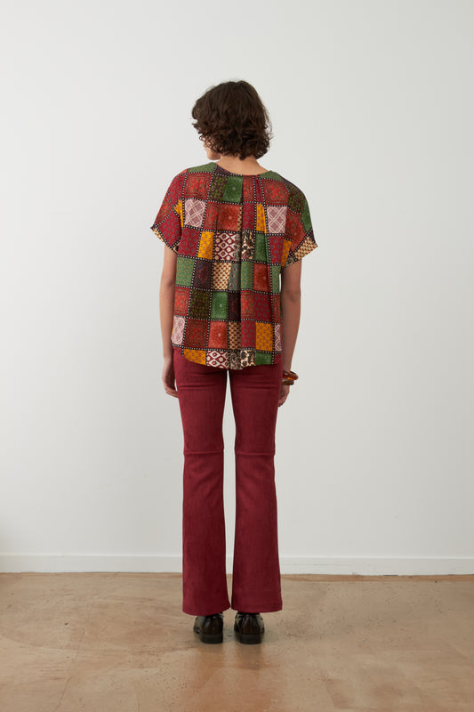 T-shirt col rond patchwork Betty - Eco nomade — vue 2